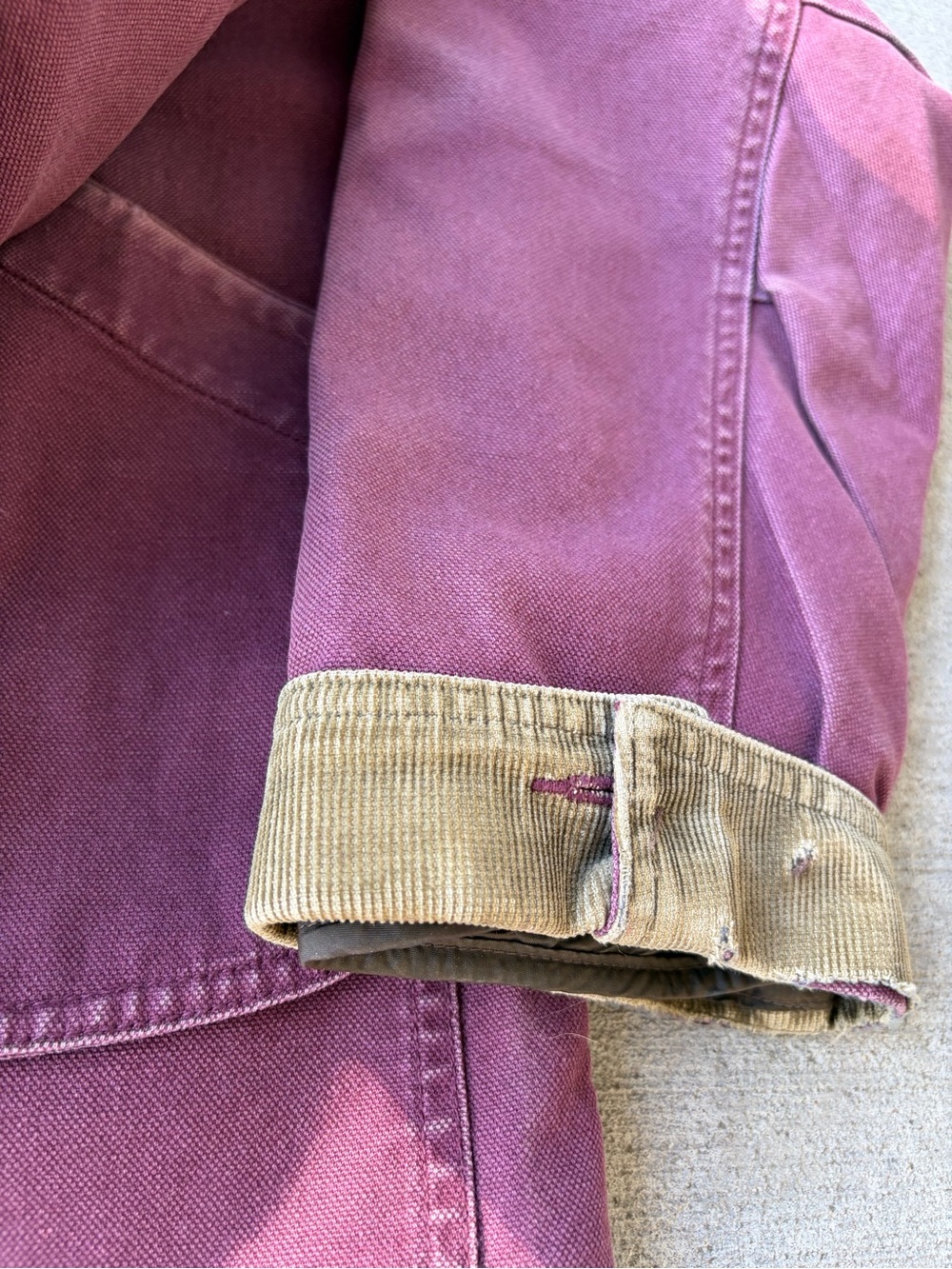 LLbean field coat barn jacket chore plum corduroy plaid lined coat burgundy - Picture 10 of 13